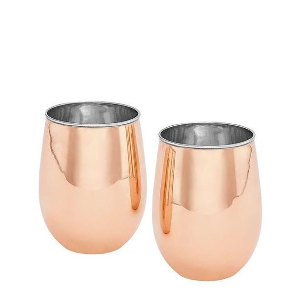 Old Dutch International Old Dutch International 2P497 17 oz Stemless Wine Glasses - Stainless Steel  Set of 2 2P497